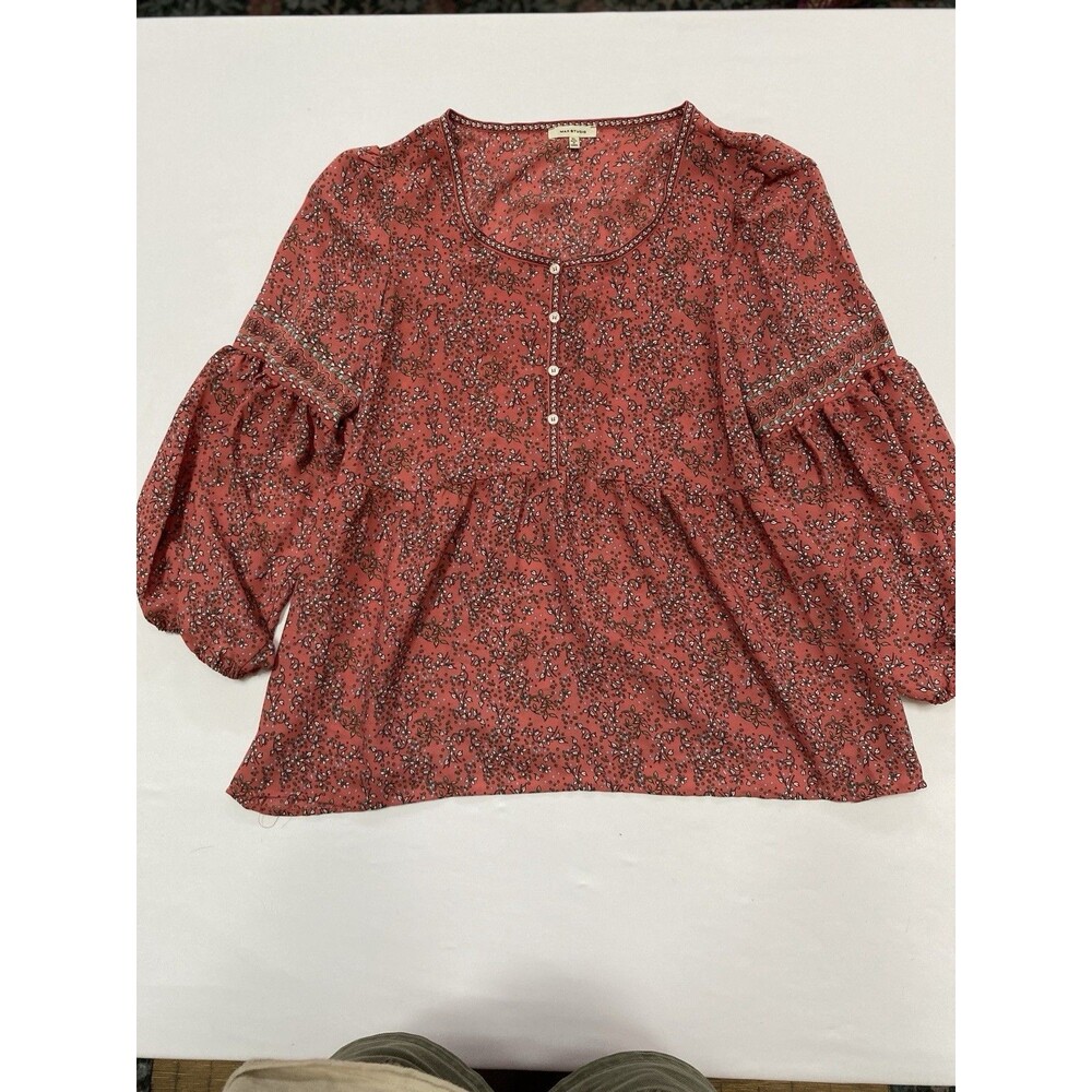 Max Studio XL Cottagecore Floral Peplum Top Balloon Sleeve Blouse